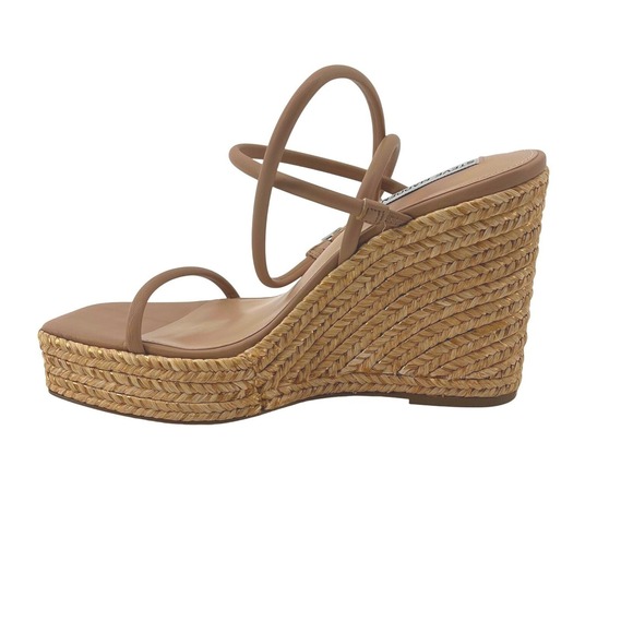 Steve Madden Tan Raffia Wedge Sandals Strappy Espadrille Platform Size 9 NWOB - Picture 7 of 11